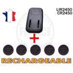 Chargeur + 5 piles bouton cr2450 rechargeable 3. 6v lir2450 batterie accu accus