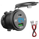 Chargeur allume - cigare 65w usb - c mlbq - double port pd / qc3. 0 avec voltm�tre led pour voiture camping ...