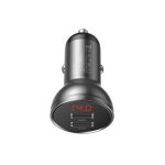 Chargeur allume cigare - baseus - digital display - 24w - 2x usb - a - noir