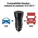 Chargeur allume cigare - sikenai - noir - dc12 - 24v 5v 3. 1a chargeur voiture charge rapide - 2 usb ...