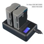 Chargeur de batterie dappareil photo portable  double fente daffichage lcd en - el3e pour nikon d90 ...