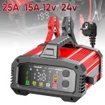 Chargeur de batterie de voiture intelligent portable 25a / 15a pour moto 12v 24v plomb - acide agm lifepo4 ...