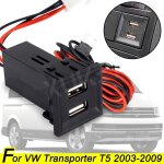 Chargeur de voiture - vw - transporter t5 - double port usb - 2. 1a - noir - abs