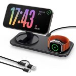 Chargeur induction 2 en 1 station de charge sans fil 15w pour mag - safe pour iphone 17 16 15 14 13 12 ...