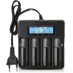 Chargeur lcd universel pour batteries lithium - ion 3. 7v avec 4 fentes - compatible 18650 26650 26500 ...