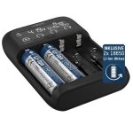 Chargeur pour piles - ansmann - lithium 4 - 1 chargeur et 2 piles 18650 - affichage lcd - rechargeable ...