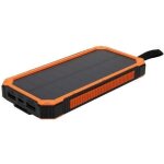 Chargeur powerbank solaire - zenitech - avec lampe torche - 10 000mah - noir et orange