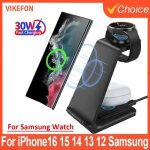 Chargeur sans fil rapide 15w support 3 en 1 pour iphone15 14 13 12 samsung s20 s21 samsung galaxy 6 5 ...