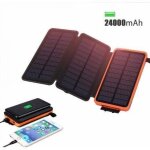 Chargeur sans fil solaire 3 panneau 24000mah dual usb haute conversion d?energie portable power bank ...