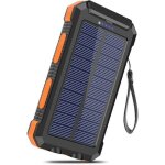 Chargeur solaire portable - virex� - 20000mah - 2 ports usb - charge rapide 3a - panneau solaire �tanche ...