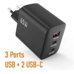Chargeur ultra rapide pour fairphone 6 5 4 3 + 65w gan 3 ports usb - c usb - a