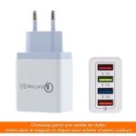 Chargeur usb secteur 4 ports universel secteur mural 3. 1a adaptateur secteur usb compatible ios android ...