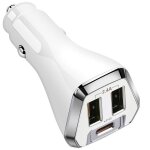 Chargeur de voiture 3 - port usb 24a et usb - c pd - booling - blanc - prise allume - cigare - universel ...