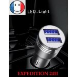 Chargeur voiture - universel - double port usb 2a - compatible iphone et samsung - noir