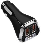 Chargeur de voiture universel tlphone usb - c et usb - a allume - cigare noir