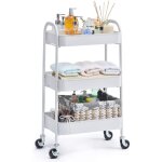 Chariot à 3 niveaux - meuble de cuisine - blanc - robuste et facile à installer Chariot à 3 niveaux - meuble de cuisine - blanc - robuste et facile à installer