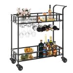Chariot de bar � roulettes 2 niveaux ? �tag�res miroir porte - bouteilles et verres dessert roulant m�tal ...