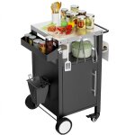 Chariot barbecue desserte plancha sur roues plateau inoxydable meuble cuisine ext�rieur multifonction ...