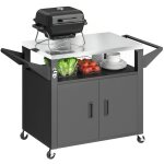Desserte jardin - chariot barbecue - outsunny - plan de travail inox �tag�re coulissante armoire de rangement ...