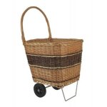 Chariot � b�ches - pro1620 - osier teint� et brut - 48x50x45 cm - ch�ssis en acier - rangement adulte ...