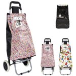 Chariot de courses � 2 roues en pvc - couleur al�atoire - h 92cm