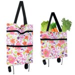 Chariot course caddy roulette pliable - 1 2 - en - 1 rose motif fleuri shopping voyage camping sac - ...