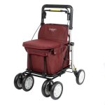 Chariot de courses dambulateur - lett900 - rouge - pliable - 4 roues - capacit 15 kg