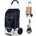 Chariot de courses pliable 45 l noir max 60 kg poign�e r�glable 2 roues sac amovible et r�sistant � la ...