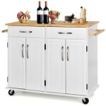 Costway desserte de cuisine  roulettes - 2 tiroirs 2 armoires  double porte tagres rglables - lot ...