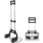 Chariot diable pliable leger telescopique charge 70kg en aluminium argent - noir