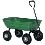 Chariot de jardin - outsunny - 100l charge 250 kg - 4 roues pneumatiques poign�e r�glable - pour ext�rieur ...