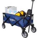Chariot de jardin pliable  4 roues pour jardinage avec housse protectrice max. 68kg - bleu