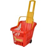Chariot panier a roulettes supermarche enfant - h poignee 54 cm - coloris rouge - jouet dimitation - ...