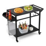 Chariot plancha barbecue � 3�tag�res table � barbecue � roulettes en m�tal pliable chariot � desserts ...