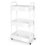 Chariot de rangement - blanc - 3 niveaux - roulettes - 41x305x76 cm - meuble de cuisine