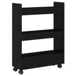 Chariot de rangement �troit - vidaxl - ch�ne noir - 60x22x80 cm - bois ding�nierie - durable - usage ...