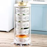 Chariot de rangement - desserte de cuisine - flasidu - panier rotatif - 5 tagres - blanc - roulant ...