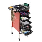 Chariot salon � 6 �tages - rouge - chariot de coiffure avec roues - trolley de materiel pour salon de ...