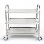 Chariot de service  3 tages desserte  roulettes de cuisine inox 95 * 55 * 95cm