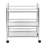 Chariot de service en acier inox - 61 * 36 * 75cm - desserte de cuisine - rangement - gris