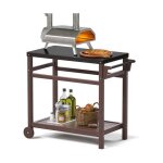 Chariot de service pour barbecue et four � pizza noir 858�483 cm ? plan inox nanorev�tement 2 roues 2 ...