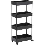 Chariot de service desserte de cuisine  roulettes 4 tablettes pour cuisine et salle de bain (noir) [233] ...