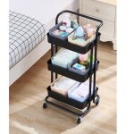 Chariot de service desserte table roulante chariot de cuisine avec panier de rangement � 3 tablettes ...