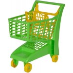 Chariot supermarche vet et jaune - h poignee 47cm - panier a roulettes superette - jouet imitation enfant ...