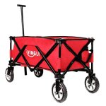 Chariot de transport pliable avec 4 roues - 90 * 48 * 96cm - charge maximum 150 livres + bche rouge