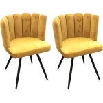 Charlotte - lot de 2 chaises velours jaune