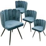 Charlotte - lot de 4 chaises velours bleu