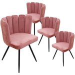 Charlotte - lot de 4 chaises velours rose