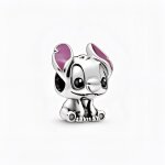 Charms - enfant - stitch et lilo - pour bracelet - argent fin rhodi - 15 x 13 mm