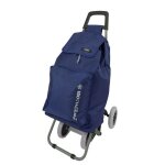 Charriot de course 4 roues caddie march� poussette pliable grosse contenance (bleu)